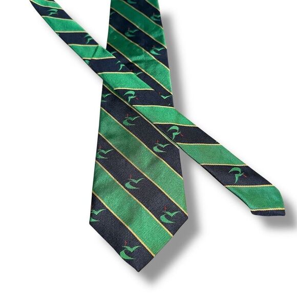 Robert Talbott Green & Black Golf Masters Handmade in USA Striped Tie - Picture 1 of 4